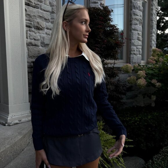 Polo by Ralph Lauren Men's Classic Blue Crewneck Sweater - Picture 14 of 16